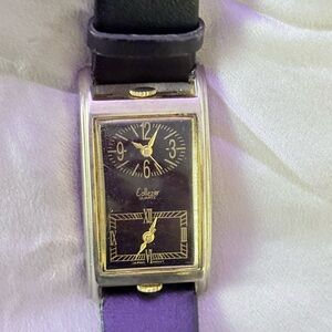 COLLEZIO Vintage Double Face Quartz Black and Gold Watch